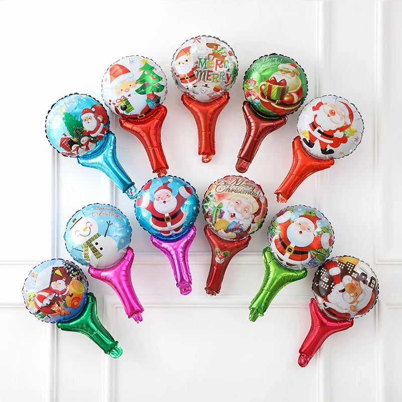 HKM-485139 Cute Handheld Stick Christmas Foil Balloons Set for Kids - Party Decorations