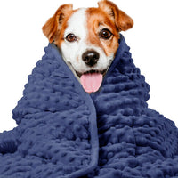 HKM-4851517 Washable Dog Anxiety Blanket - Soft Polyester, Available in Gray, Dark Blue, and Gray-Blue, 81.3 x 61 cm