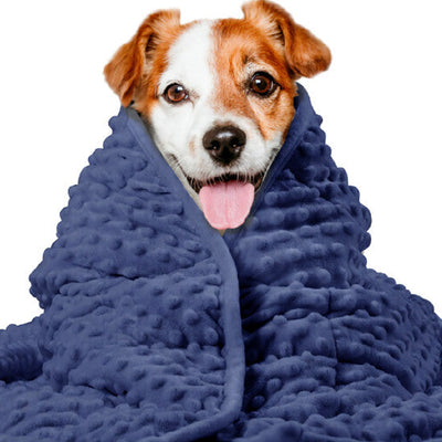 HKM-4851517 Washable Dog Anxiety Blanket - Soft Polyester, Available in Gray, Dark Blue, and Gray-Blue, 81.3 x 61 cm
