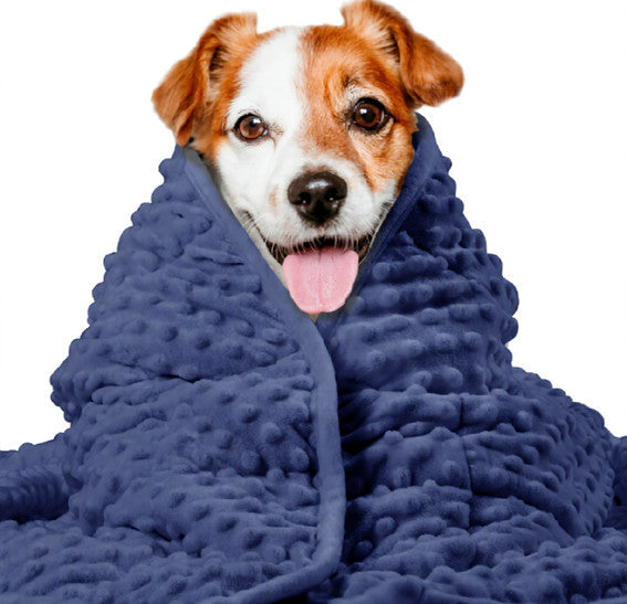 HKM-4851517 Washable Dog Anxiety Blanket - Soft Polyester, Available in Gray, Dark Blue, and Gray-Blue, 81.3 x 61 cm