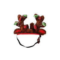 HKM-4852285 Christmas Reindeer Dog Hat with Adjustable Elastic Band and Floral Decor for Small and Large Dogs