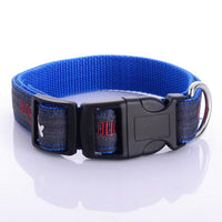 HKM-4852669 Embroidered Leather Dog Collar with Bone Design and Matching Leash in Various Sizes