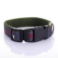 HKM-4852669 Embroidered Leather Dog Collar with Bone Design and Matching Leash in Various Sizes