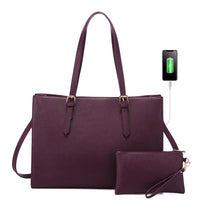 HKM-485267 Elegant 15.6 Inch PU Leather Laptop Bag Set for Women - Business Tote and Handbag