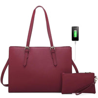 HKM-485267 Elegant 15.6 Inch PU Leather Laptop Bag Set for Women - Business Tote and Handbag