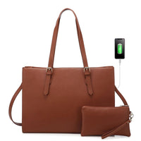 HKM-485267 Elegant 15.6 Inch PU Leather Laptop Bag Set for Women - Business Tote and Handbag