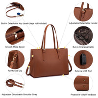 HKM-485267 Elegant 15.6 Inch PU Leather Laptop Bag Set for Women - Business Tote and Handbag