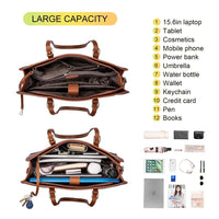 HKM-485267 Elegant 15.6 Inch PU Leather Laptop Bag Set for Women - Business Tote and Handbag