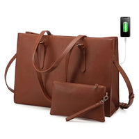 HKM-485267 Elegant 15.6 Inch PU Leather Laptop Bag Set for Women - Business Tote and Handbag