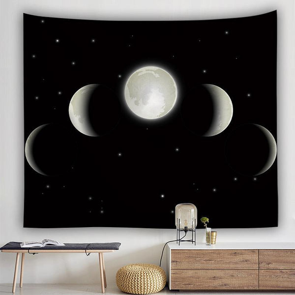HKM-485267 Moon Phase Tapestry - Multifunctional Fabric Wall Hanging and Sitting Blanket