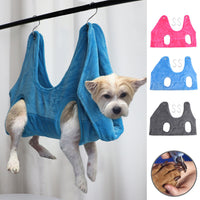 HKM-4853053 Pet Grooming Hammock for Small and Medium Dogs and Cats, Thickened Flannel Material in Blue, Rose Red, and Gray