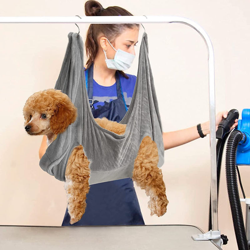 HKM-4853053 Pet Grooming Hammock for Small and Medium Dogs and Cats, Thickened Flannel Material in Blue, Rose Red, and Gray