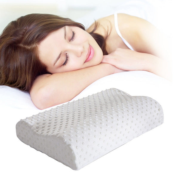 HKM-485395 Slow Rebound Memory Foam Pillow with Velvet Polka Dot Cotton Cover - 50cm x 30cm x 7/10cm