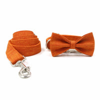 HKM-4854461 Orange Polyester Pet Collar and Leash Set with Bow, Available in Multiple Sizes