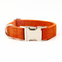 HKM-4854461 Orange Polyester Pet Collar and Leash Set with Bow, Available in Multiple Sizes