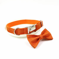 HKM-4854461 Orange Polyester Pet Collar and Leash Set with Bow, Available in Multiple Sizes