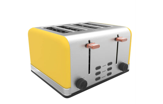HKM-485459 4-Slice Retro Electric Toaster with LED Display and Stainless Steel Finish