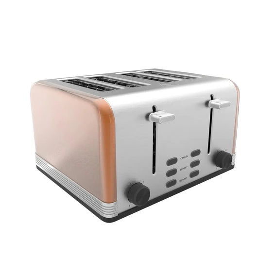 HKM-485459 4-Slice Retro Electric Toaster with LED Display and Stainless Steel Finish
