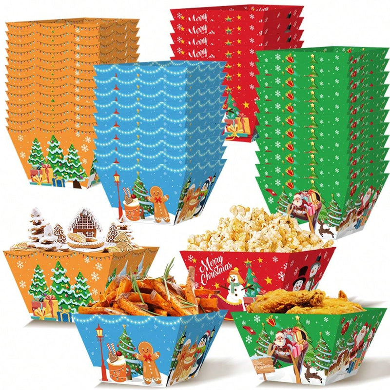 HKM-485523 12 Pack Christmas Gingerbread Man Food Trays - Disposable Snack Bowls for Holiday Parties and Winter Celebrations