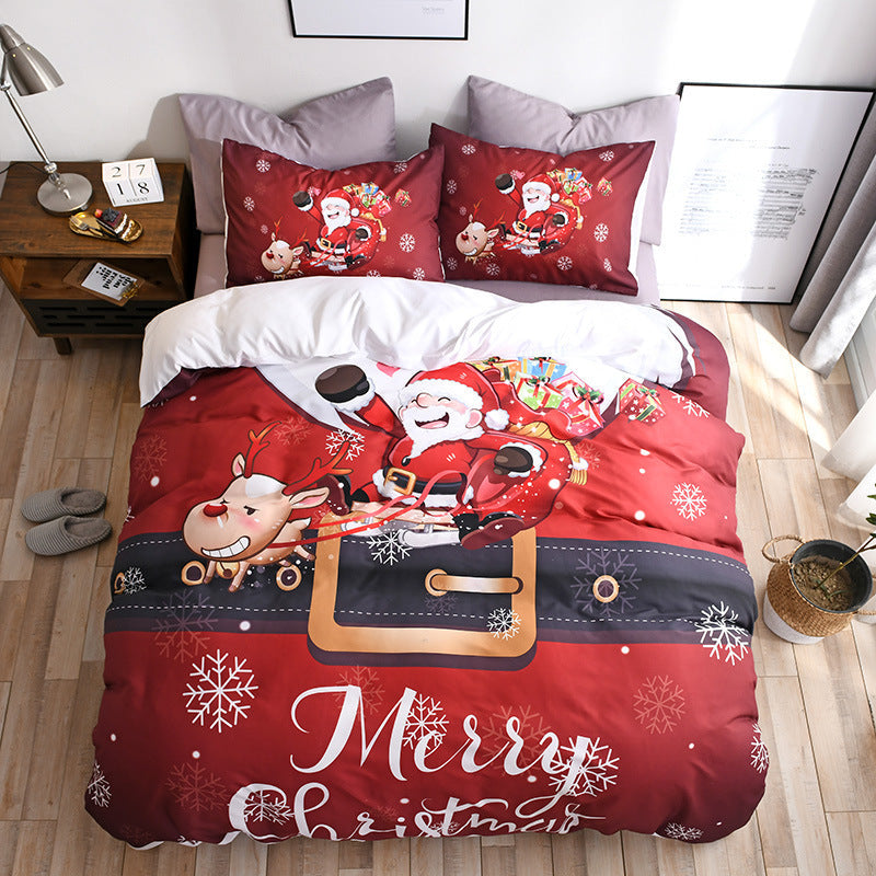 HKM-485523 Festive Christmas 3D Digital Bed Set with Quilt Cover and Pillowcase - Multiple Sizes Available