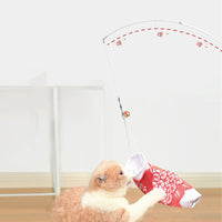 HKM-4855485 Telescopic Fishing Rod with Carp Streamer and Bell for Cats