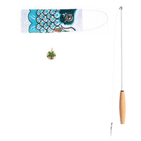 HKM-4855485 Telescopic Fishing Rod with Carp Streamer and Bell for Cats