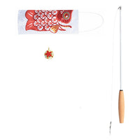 HKM-4855485 Telescopic Fishing Rod with Carp Streamer and Bell for Cats