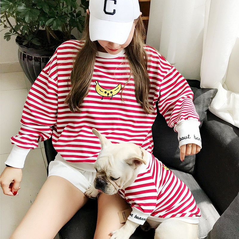 HKM-4855741 Striped Parent-Child Cotton Sweater Set for Small Dogs and Cats