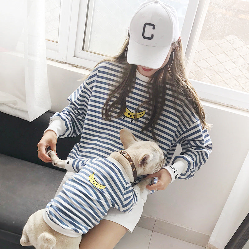HKM-4855741 Striped Parent-Child Cotton Sweater Set for Small Dogs and Cats