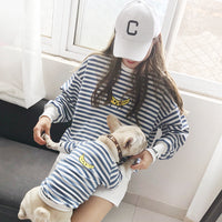 HKM-4855741 Striped Parent-Child Cotton Sweater Set for Small Dogs and Cats