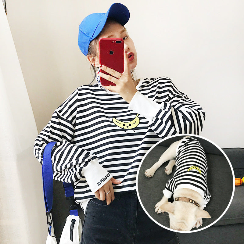 HKM-4855741 Striped Parent-Child Cotton Sweater Set for Small Dogs and Cats