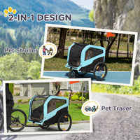 HKM-4856125 2-in-1 Dog Bike Trailer and Stroller Carrier for Large Dogs with Safety Features
