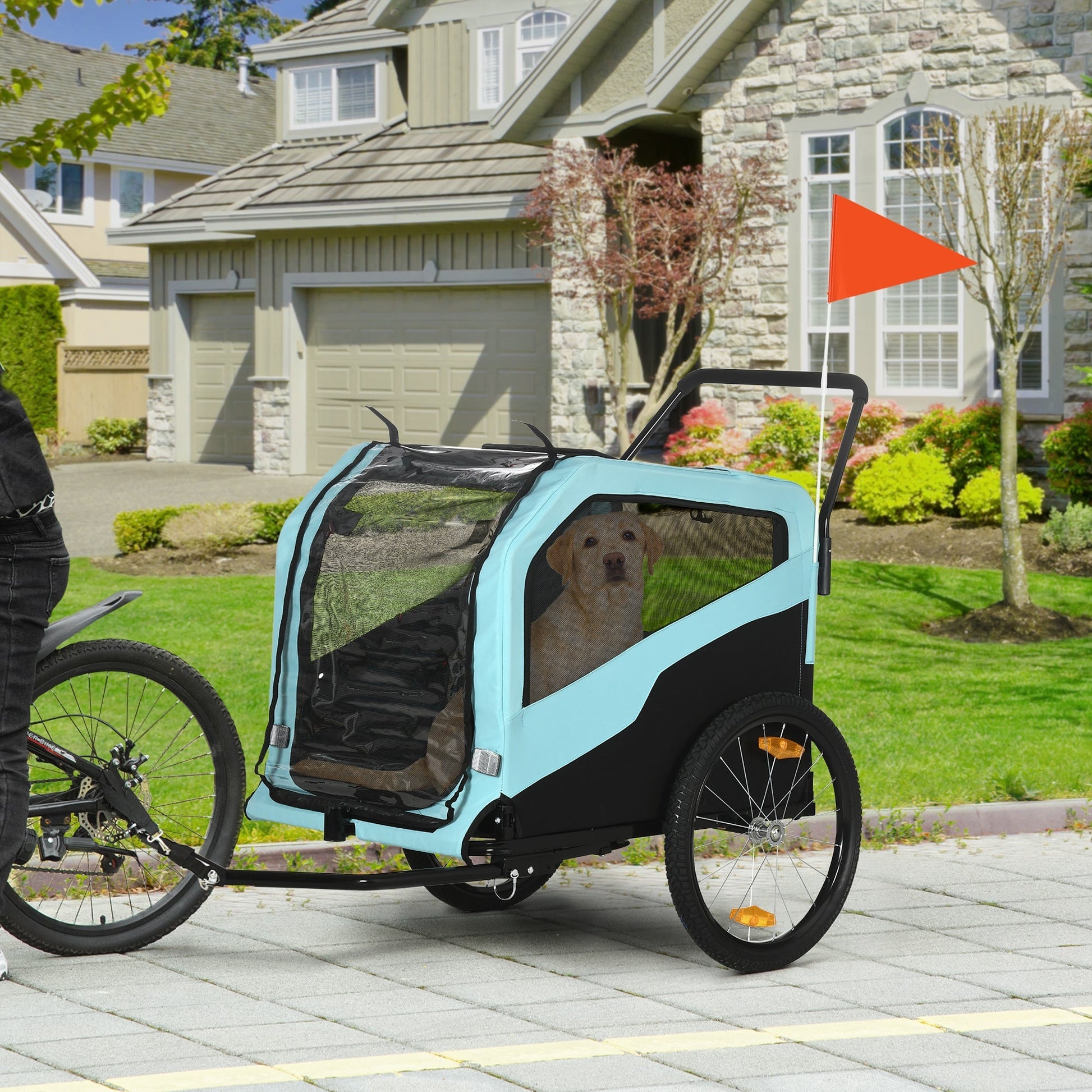 HKM-4856125 2-in-1 Dog Bike Trailer and Stroller Carrier for Large Dogs with Safety Features