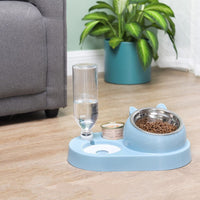 HKM-4856637 Eco-Friendly Double Cat and Dog Bowl - Adjustable Height Pet Drinking and Feeding Station in Multiple Colors