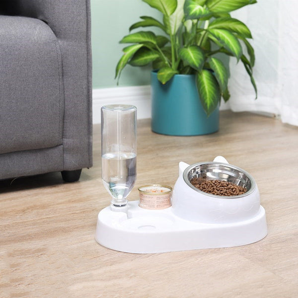HKM-4856637 Eco-Friendly Double Cat and Dog Bowl - Adjustable Height Pet Drinking and Feeding Station in Multiple Colors