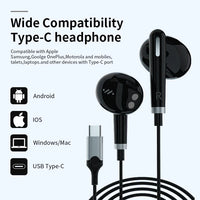 HKM-485715 Type-C Metal Wired Earbuds with DAC and Microphone for iPhone 15, Samsung, and Xiaomi