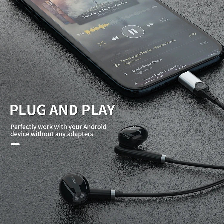 HKM-485715 Type-C Metal Wired Earbuds with DAC and Microphone for iPhone 15, Samsung, and Xiaomi