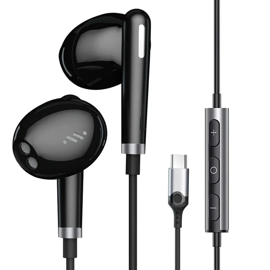HKM-485715 Type-C Metal Wired Earbuds with DAC and Microphone for iPhone 15, Samsung, and Xiaomi