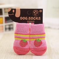 HKM-4857277 Dog Socks for Small to Medium Breeds - Pink & Yellow Set of 4