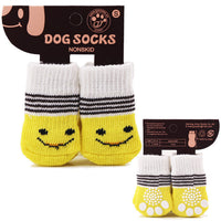 HKM-4857277 Dog Socks for Small to Medium Breeds - Pink & Yellow Set of 4