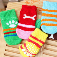 HKM-4857277 Dog Socks for Small to Medium Breeds - Pink & Yellow Set of 4