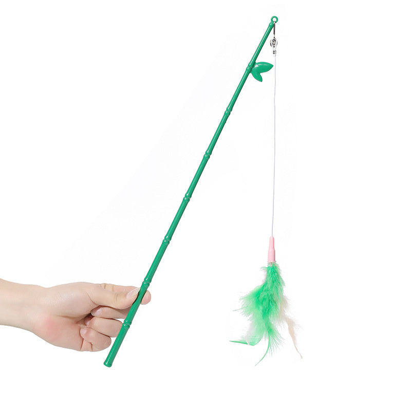 HKM-4857917 Interactive Cat Feather Wand with Bells - Durable, Safe and Stimulating Toy for Cats of All Ages