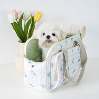 HKM-485907 Portable Canvas Dog Crossbody Bag for Small Pets - Blue 37x17x25 cm