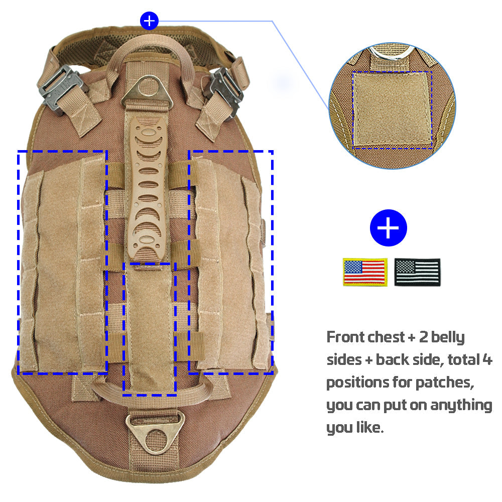HKM-4859709 Tactical Dog Outdoor Vest Suit - Padded Nylon, Water Resistant, Available in Brown, Black, and Green