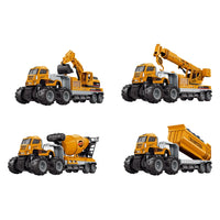 HKM-485971 Diecast Metal Inertial Excavator Transport Trailer Toy for Children Ages 3+