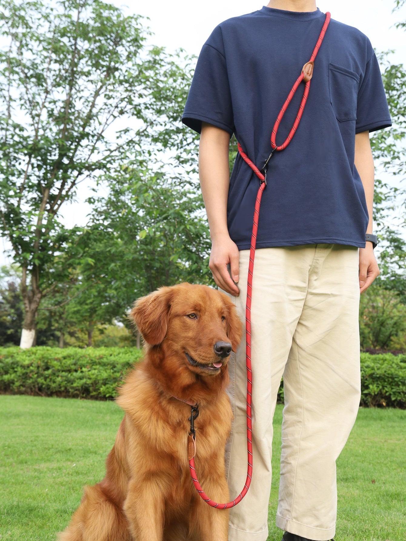 HKM-4860221 Adjustable Reflective Pet Hand Holding Rope - Versatile Polyester Leash in Multiple Colors