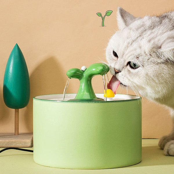 HKM-4860605 1.5L Automatic Electric Ceramic Cat and Dog Water Fountain Dispenser with Double Filtration System