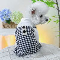 HKM-4860989 Plaid Overalls for Dogs in Black & White or Red & White - Casual Polyester Pet Clothing