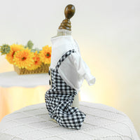 HKM-4860989 Plaid Overalls for Dogs in Black & White or Red & White - Casual Polyester Pet Clothing