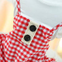 HKM-4860989 Plaid Overalls for Dogs in Black & White or Red & White - Casual Polyester Pet Clothing